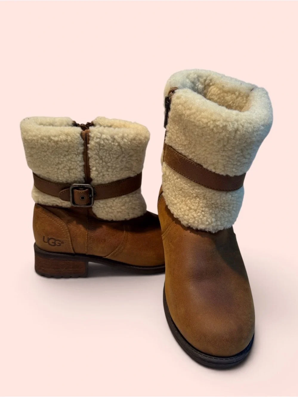 🆕 UGG Chestnut Suede Shearling Cuff Ankle Boots
